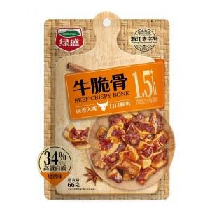 绿盛 牛脆骨烧烤味 66g（20包/箱）到日期25.11.17